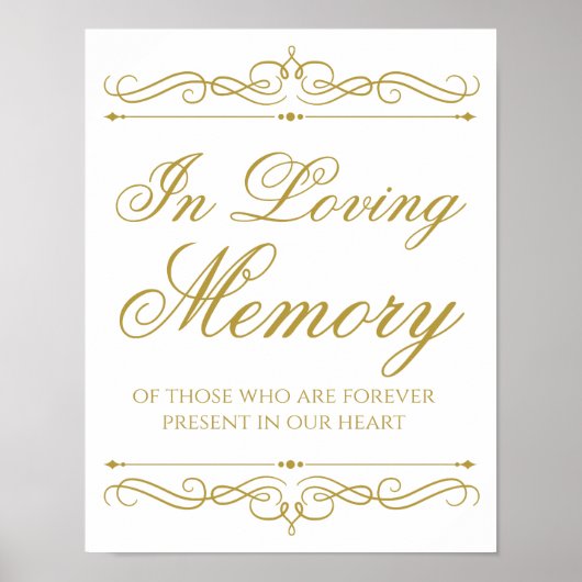Love Memory Wedding Sign Gold Swirl Kalligraphie Poster (Vorne)