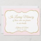 Love Memory Wedding Sign Gold und Rosa Sign Ankündigung (Vorderseite)