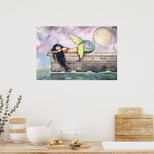 Love Mermaid auf Pier Poster Print (Küche)