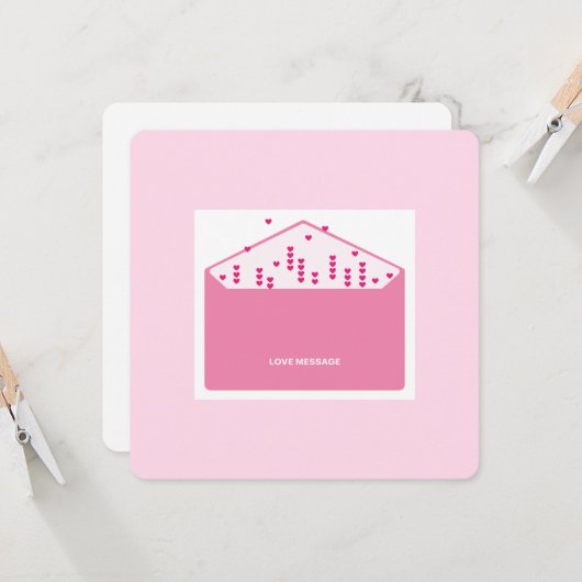 Love Message Pink Hearts Minimalist Cute Funny   (Vorderseite/Rückseite Beispiel)