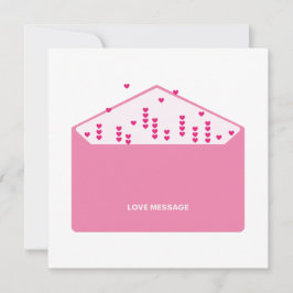Love Message Pink Hearts Minimalist Cute Funny   Einladung