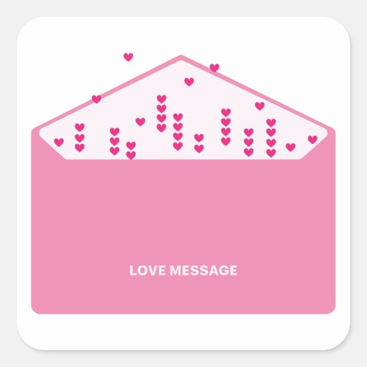 Love Message Pink Hearts Minimalist Cute Funny   Quadratischer Aufkleber (Vorderseite)