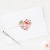 Love Message with Pink Flowers Custom Herz-Aufkleber (Umschlag)