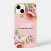 Love Message with Pink Flowers Custom iPhone Hülle (Rückseite)