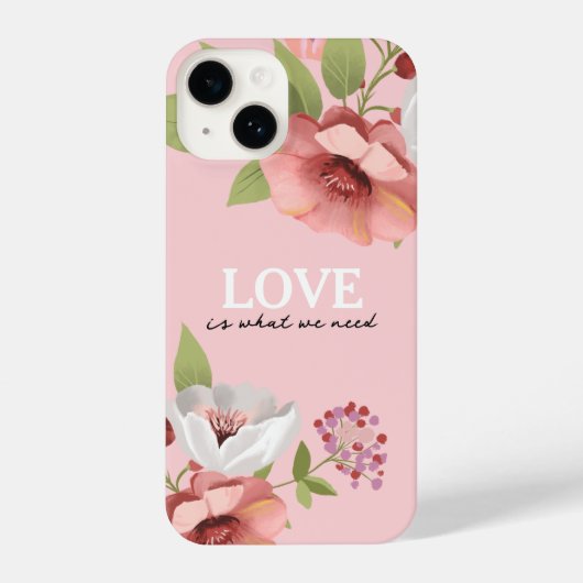 Love Message with Pink Flowers Custom iPhone Hülle (Rückseite)
