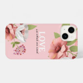 Love Message with Pink Flowers Custom iPhone Hülle (Rückseite (Horizontal))