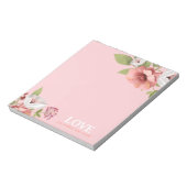 Love Message with Pink Flowers Custom Notizblock (Rotiert)