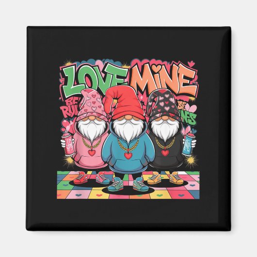 Love Mine Gnomes Urban Street Art Valentines Graff Magnet (Vorne)