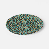 Love Minze & Gold Cheetah Print Pappteller (Schrägansicht)