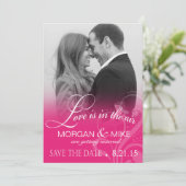 Love Mist Foto Save the Date | fuchsia (Stehend Vorderseite)