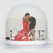 Love Modern Script Monogram Year 2 Photo Schneekugeln (Vorderseite)