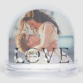 Love Modern Script Monogram Year 2 Photo Schneekugeln (Rückseite)