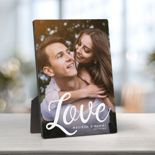 LOVE Moderne Kalligrafie Valentinstag Foto Andenke Fotoplatte