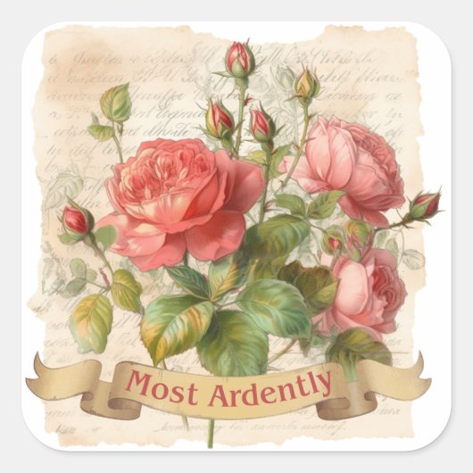 LOVE - Most Ardently - Mr Darcy Quadratischer Aufkleber (Vorderseite)