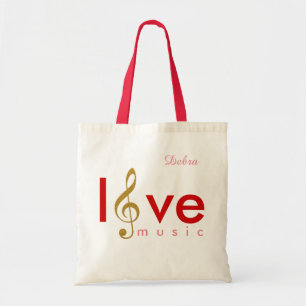 love music . treble clef personalized tragetasche