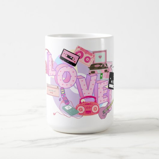LOVE & MUSIC Y2K Retro Mug – Pink Pop Vibes Kaffeetasse (Mittel)