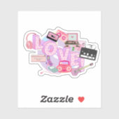 LOVE & MUSIC Y2K Retro Sticker – Pink Pop Vibes (Blatt)