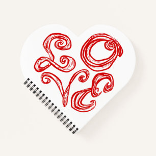 LOVE Musik Herz Stoff Schrift Rot Buchstaben  Notizblock