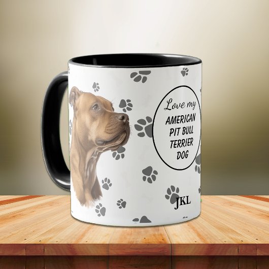 Love My American Pit Bull Terrier Dog Pawprint Tasse