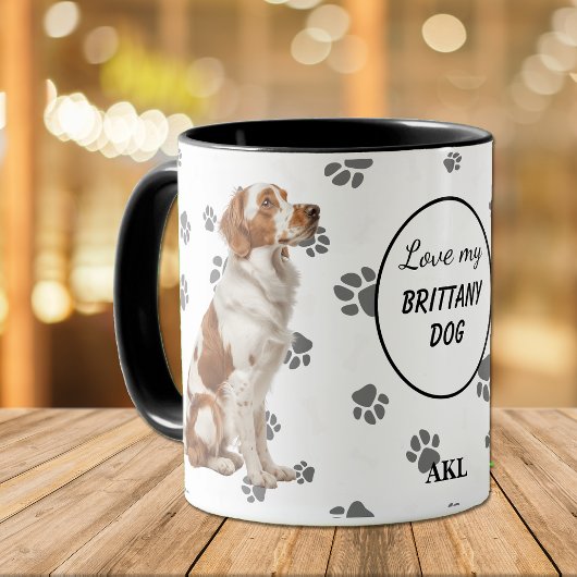 Love My Brittany Dog Pawprint Tasse