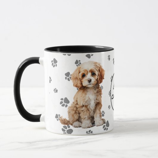 Love My Cavapoo Dog Pawprint Pattern Tasse (Links)