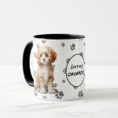 Love My Cavapoo Dog Pawprint Pattern Tasse (Vorderseite Links)