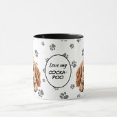 Love My Cockapoo Dog Pawprint Pattern Tasse (Zentrum)