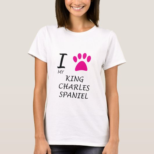 Love My King Charles Spaniel Badge T-Shirt (Vorderseite)