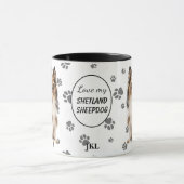 Love My Shetland Sheepdog Dog Pawprint Tasse (Zentrum)