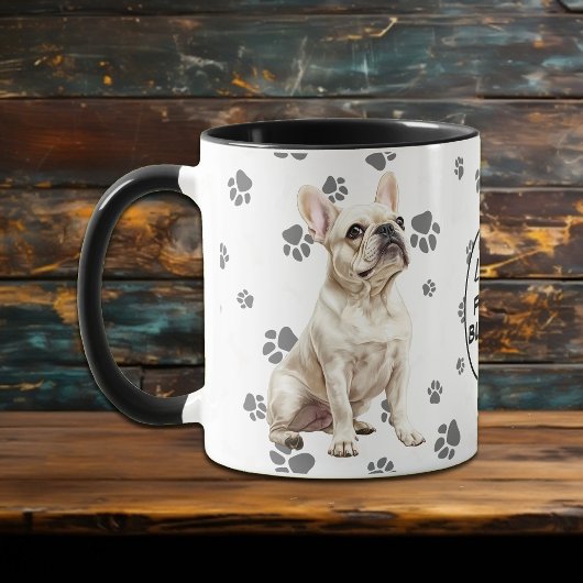 Love My White French Bulldog Pawprint Pattern Tasse