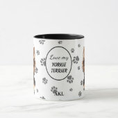 Love My Yorkie Terrier Dog Pawprint Tasse (Zentrum)
