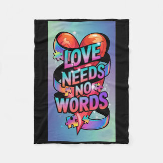 Love Needs No Words Autism Awareness Boy Girl  Fleecedecke
