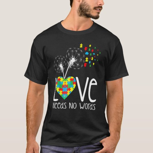 Love Needs No Words Autism Awareness Heart Puzzle T-Shirt (Vorderseite)