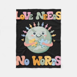 Love Needs No Words Autism Awareness Mom Dad Kids  Fleecedecke