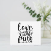Love Never Fails 1 Corinthians 13 8-01 Einladungspostkarte (Stehend Vorderseite)