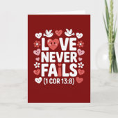 Love Never Fails Christian Valentine Scripture Karte (Vorderseite)