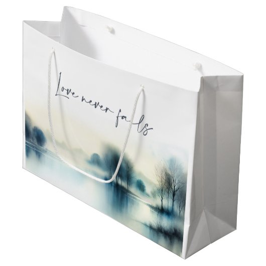 Love never fails große geschenktüte (Vorderseite Schrägansicht)