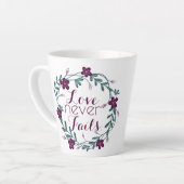 Love Never Fails Latte Mug Milchtasse (Linke Ecke)