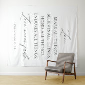 Love Never Fails Wedding Tapestry Backdrop  Wandteppich (Beispiel (Horizontal))