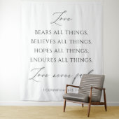 Love Never Fails Wedding Tapestry Backdrop  Wandteppich (Beispiel)