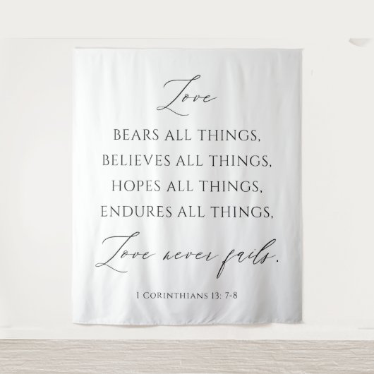 Love Never Fails Wedding Tapestry Backdrop  Wandteppich (Vorderseite)