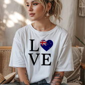 Love New Zealand with Flag Heart T-Shirt