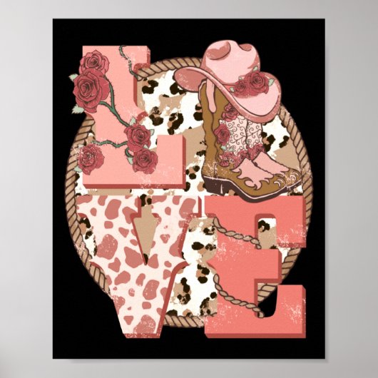 Love Nge Vintage Western Valentines Day Poster (Vorne)