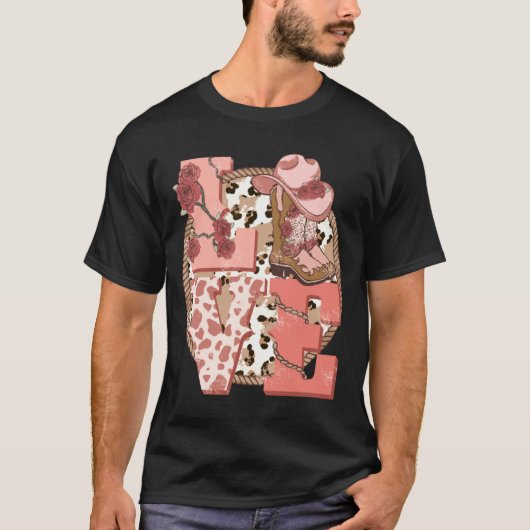 Love Nge Vintage Western Valentines Day T-Shirt (Vorderseite)