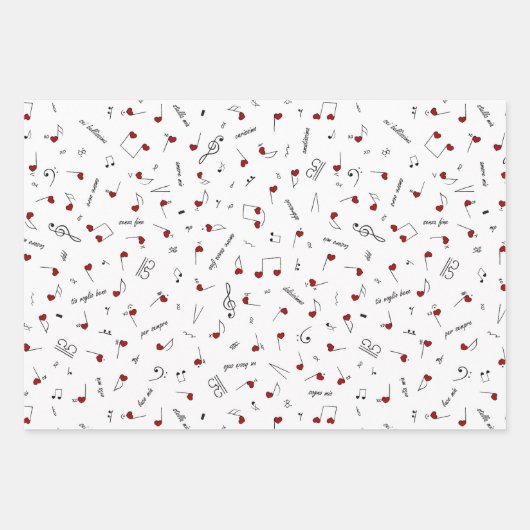 Love Notes Red Heart Music Notation Geschenkpapier Set (Vorderseite 2)
