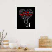 Love Nurse Heartbeat In Heart Nursing Poster (Küche)