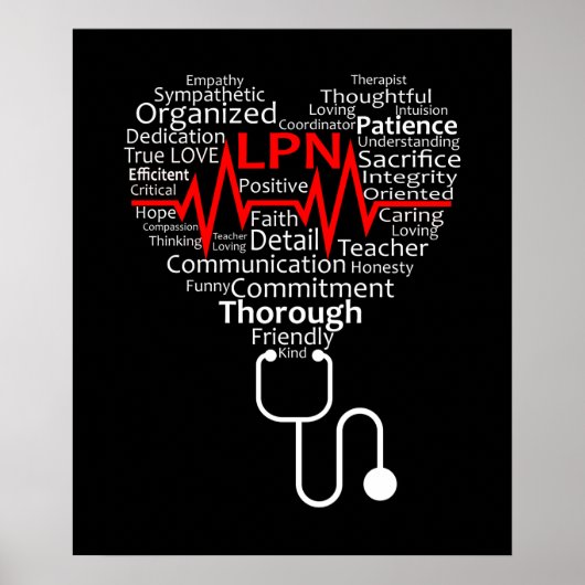 Love Nurse Heartbeat In Heart Nursing Poster (Vorne)