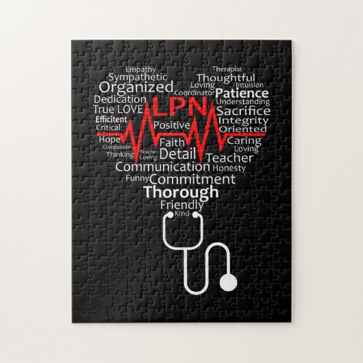Love Nurse Heartbeat In Heart Nursing Puzzle (Vertikal)