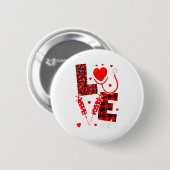 Love Nurse Life Valentine Day Leopard Plaid Red He Button (Vorne & Hinten)