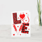 Love Nurse Life Valentine Day Leopard Plaid Red He Karte (Vorderseite)